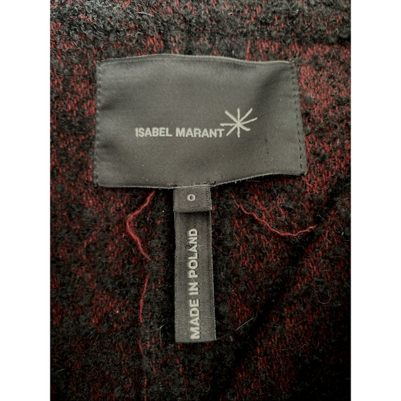 Isabel Marant Boucle Knit Moto Jacket Blazer Burgundy Black Zip Front Wo… - Picture 8 of 8